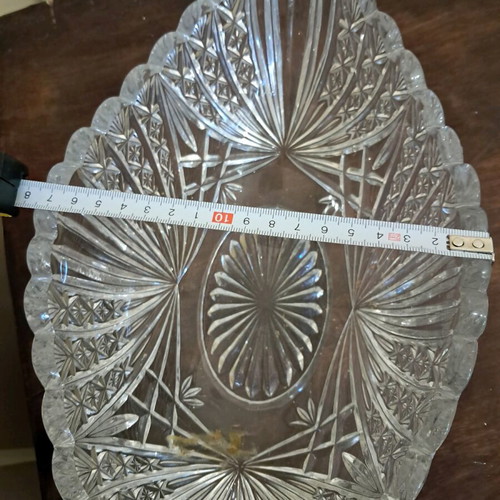 Crystal set with fondue bowl and 6 plates for spoon sweets like new, Russian origin