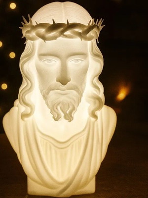 Illuminated Jesus bust new with LED lighting