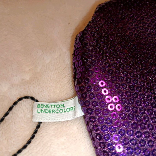 Benetton clutch bag with purple sequins new