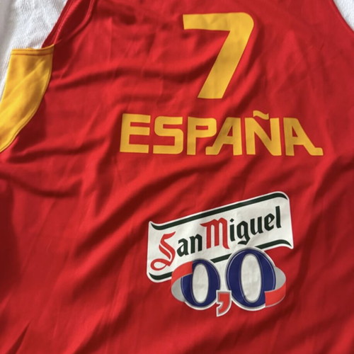Spain National Basketball Jersey #7 San Miguel 0,0 Nike, XL, red and orange
