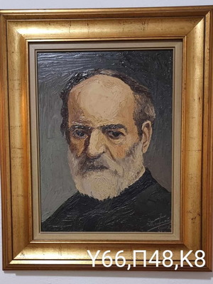 Ελαιογραφία Νίκος Ποκαμισάς σαν καινούργιο, ανδρικό πορτρέτο 66x48 εκ