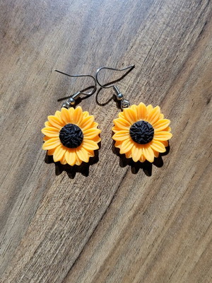 Sunflower earrings new, black and yellow