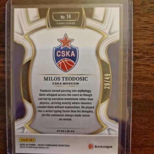 Panini Euroleague Select CSKA Teodosic card new