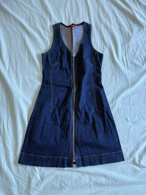 Stradivarius Jean Mini Dress with Zipper Like New