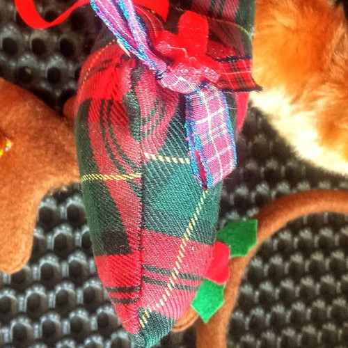 Vintage plush reindeer used, Christmas decorations set