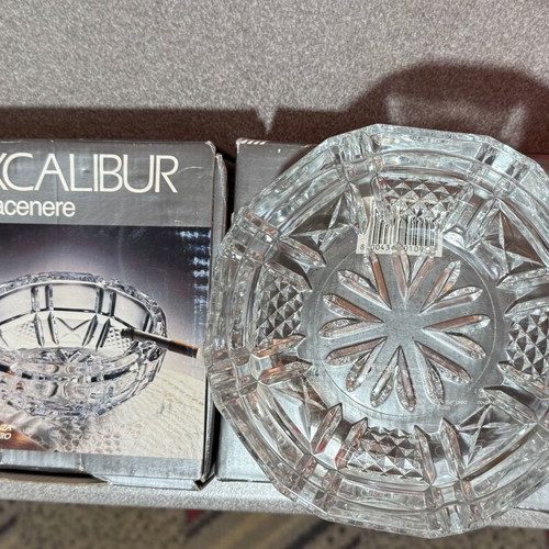 Excalibur crystal ashtrays new, made in Italy