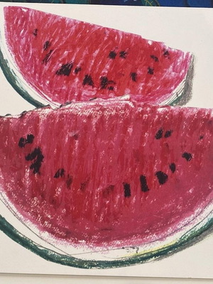Still life with watermelons silk screen print E.A. new, Tetsis Panagiotis