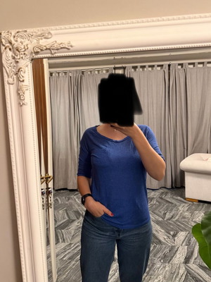 H&M Basic blue thin 3/4 sleeve top XS used