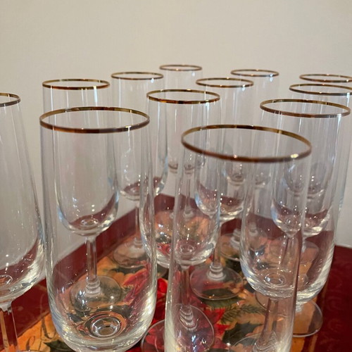 Crystal Champagne Glasses set of 6 new with gold finish