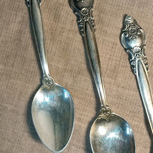 Vintage dessert spoons used, set of 5 pieces