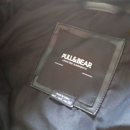 Pull&Bear δερμάτινο puffer μπουφάν crop μεταχειρισμένο, μαύρο, μέγεθος L