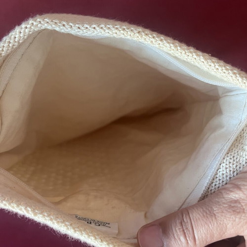 Knitted crossbody bag like new, white, handmade from Crete