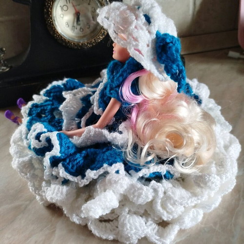 Doll with handmade dress and hat new