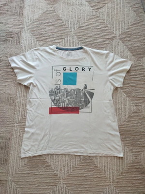Ανδρικό λευκό T-shirt XL με στάμπα Streets of Glory