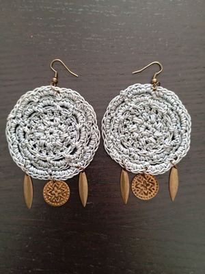 Handmade earrings like new, gray and gold