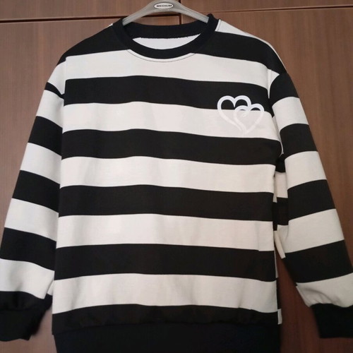 Girls' blouse like new, size 158 cm, black and white