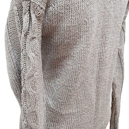 Vintage hand-knitted dress beige wool blend size M like new
