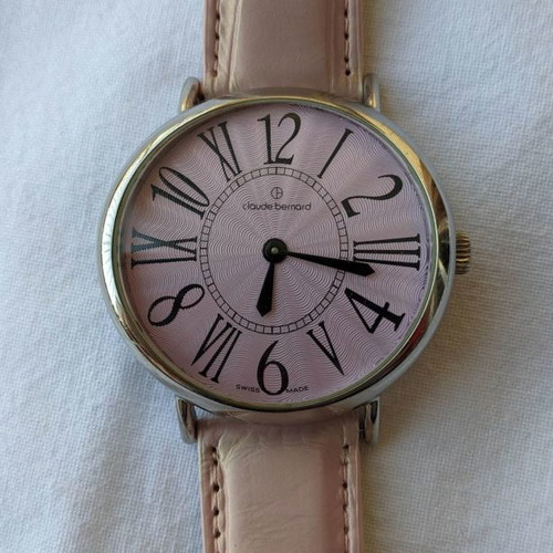 Claude Bernard wristwatch women's used with pink leather strap