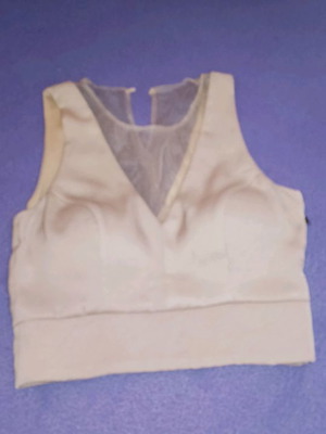 Lynne women's beige blouse short, like new with tulle and zipper