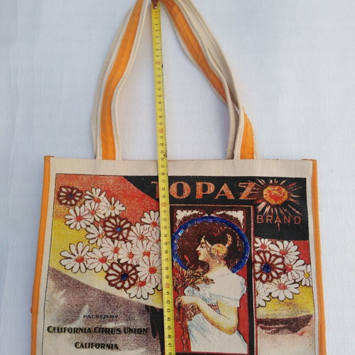Doca fabric handbag like new with beads and sequins