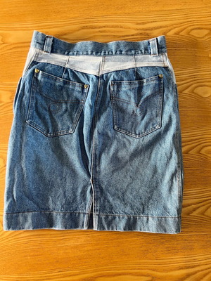 Vintage denim skirt size S used, blue and turquoise