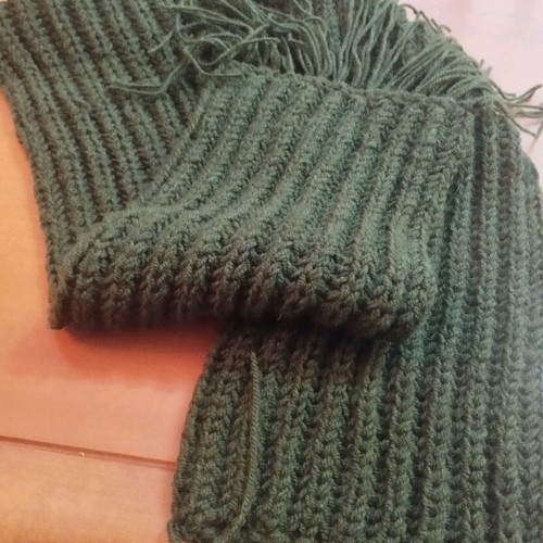 Handmade Wool Scarf Unisex Dark Green 1.70m