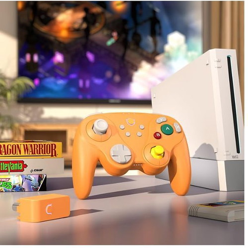 Nyxi Warrior Orange Wireless Controller for Nintendo GameCube and Wii new