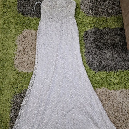 Mascara London ivory pearl lace wedding or evening dress size M new