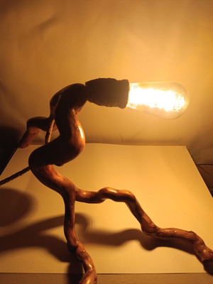 Artisan Driftwood Table Lamp New Rustic Loft Edison Light