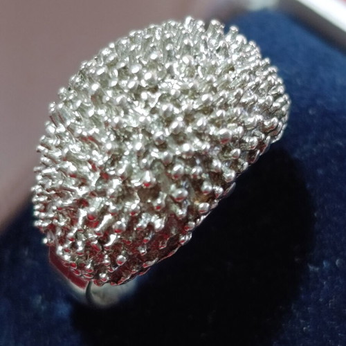 925 silver embossed ring, size 59