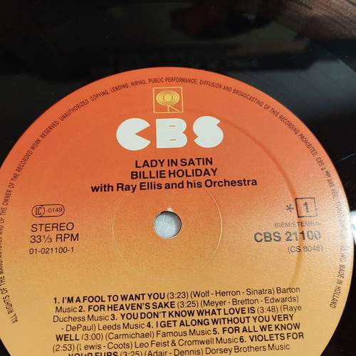 Billie Holiday Lady In Satin vinyl used with minor cover wear