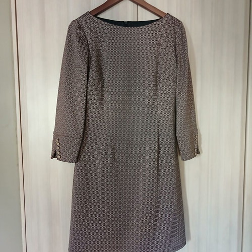 Forel midi dress with geometric pattern, brown