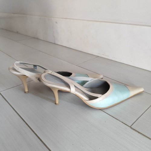 Vintage Formenterra leather sandals size 37 like new, beige and blue