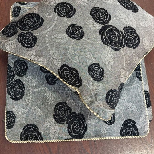 Decorative pillowcase 45x45 new, black gray ochre and ice white
