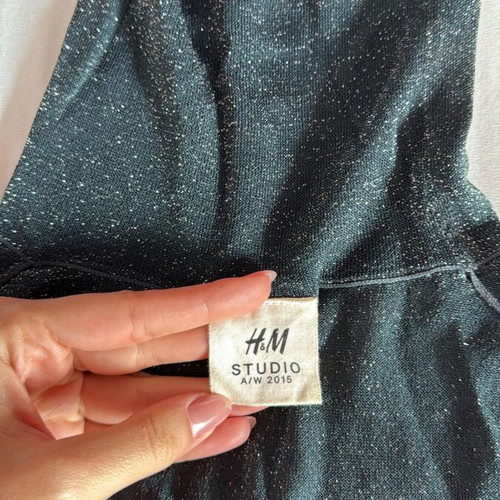 H&M Studio Metallic Long-Sleeve Evening Blouse Like New, Size M