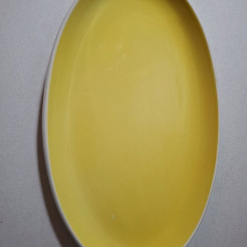 Ceramic oval platter small yellow used 23.5x14