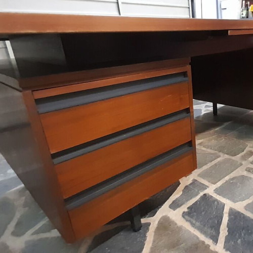 Director desk used, brown walnut with six drawers