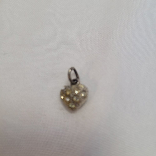 Heart pendant necklace with rhinestones front and back