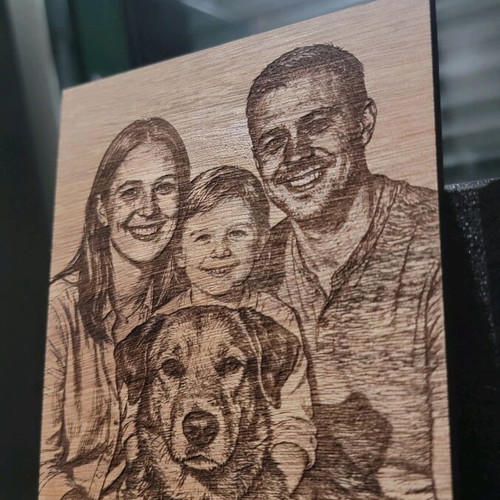 Wooden engraved image new with laser engraving