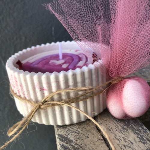 Bomboniere plaster jar with rainbow-shaped candle new