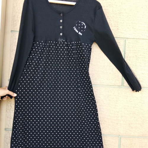 Cootaiya cotton nightgown, black and white, size M