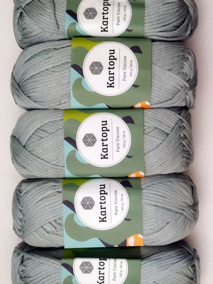 Kartopu Pure Viscose knitting yarn new, 5 pieces, green-gray