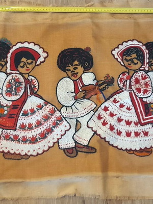 Vintage handmade traditional embroidery used, folk art 100x65cm