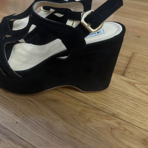 Kalogirou black suede platform sandals, size 39, made in Italy