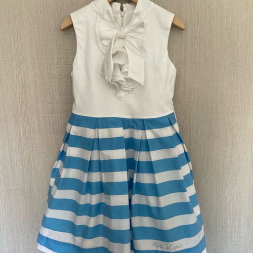 Lapin House girls dress like new, white and blue, ages 8-10