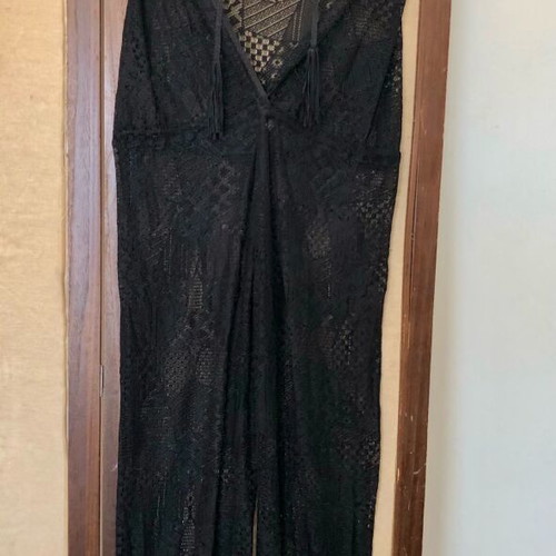 SugarFree lace one-piece black with open back, new