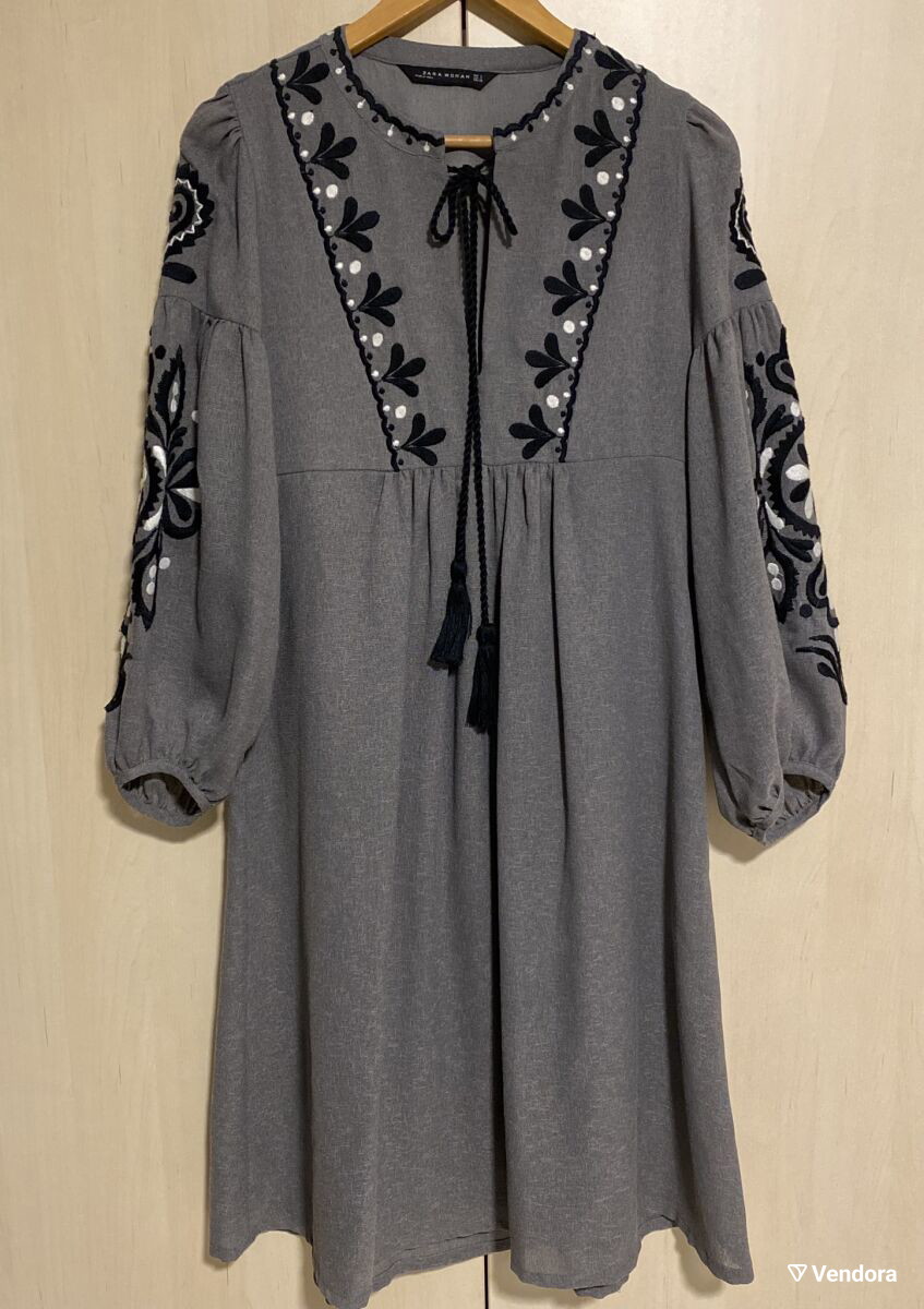 zara embroidered dress grey Zara Dress Grey 2026