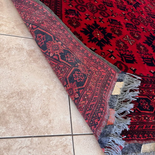 Red handmade wool rug like new 295x190