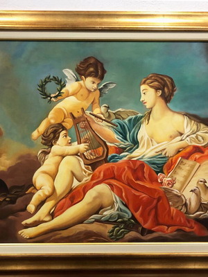 Oil painting on canvas used with gold frame by E. Cheimarios
