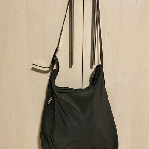 Gianfranco Ferre gray waterproof shoulder bag like new with olive strap